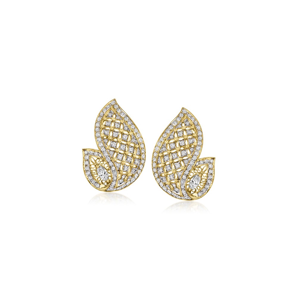 Vintage 3.00 ct. t.w. Diamond Swirl Earrings in 18kt Yellow Gold