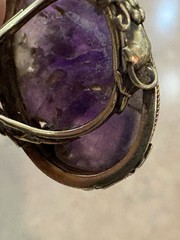 Vintage Hand Carved Amethyst Channel-Set Ring Size 6.25 Art Deco