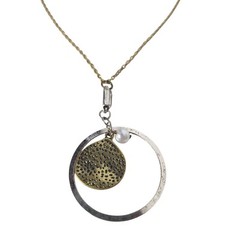 Vintage Pendant Necklace Metal Faux Pearl Womens Costume Jewelry
