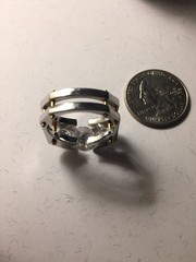 VTG Michael Valittuti 3ct CZ Tension Set NH Stainless Steel Square Band Ring SZ9