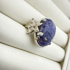 JTV Ring Sterling Silver Purple Stone Floral Flower Oval 925 Size 9 BBJ