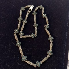 925 STERLING SILVER DECO REVIVAL BLUE STONE MARCASITE FLOWER STATION NECKLACE