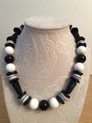 Arthur David Signed Black & White Various Size Beaded Necklace
