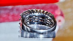 14k white gold ring 1.00ct natural diamond sz 5 wedding band vintage 7.10g N3676