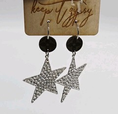 Star Crystal Chandelier Earring Dangle White Rhinestone PAVE Statement 3.5 in