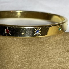 Vintage Joan Rivers Gold Tone Colorful Rhinestone Bracelet Bangle 8.5 in Signed