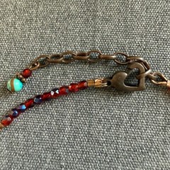 Vintage Necklace Swirl Colorful Beads Handmade Bohemian 17 + 2 inches