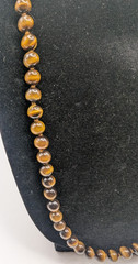 Tiger Eye Gemstone Necklace Knotted Beads Brown Gold Natural Stone Strand 32in
