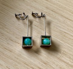Sterling Silver Glass MCM Scandinavian Denmark Norway Sweden Vintage Earrings