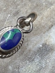 Vintage Mexico Sterling Silver & Blue/Green Stone Bracelet Bangle