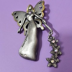 IMAGINE Winter Fairy Angel Pewter Rhinestone Brooch Pin DD Patricia Darling Dash