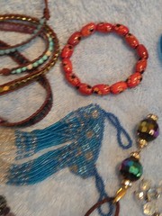 lot of 17 pcs of Beaded jewelry variety of items, sizes, Watch, colors.