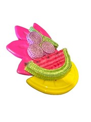 Vintage Plastic Fruit Brooch Watermelon Summer 1980s 1990s Neon Bright Fun Color