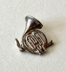 Vintage sterling silver charm, french horn