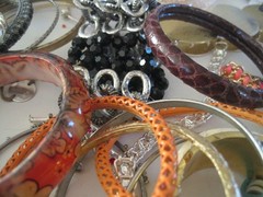Costume Jewelry 2 Lb Bracelets Brass Arm Band Leather Plastic Wood Beads Retro#9