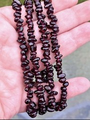 Vntg Almandine Bohemian Red Garnet Nugget Chuck Opera Length 34”Necklace