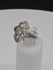 Antique Art Deco Platinum Diamond Ring Size 5 Filigree Milgrain 4.2g