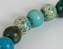 Vintage Multicolor Gemstone Beaded Stretch Necklace 21 In Bohemian Surfer
