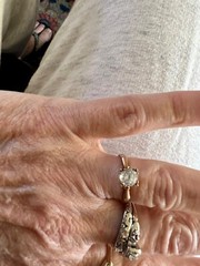Beautiful antique art deco clear Spinel 10k yg ring size 6.25 in orig. ring box