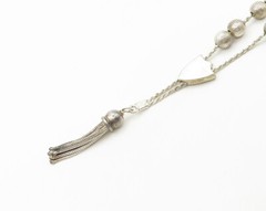 925 Sterling Silver Vintage Shiny Tassel Ends Etched Prayer Beads TR2492