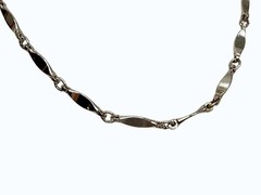 Vintage Necklace Silver Tone Dimpled Link Necklace Long 40 in chain Boho 1970s
