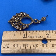 EARRINGS vintage large 1980s 1990s Evening Party Statement rhinestones goldtone