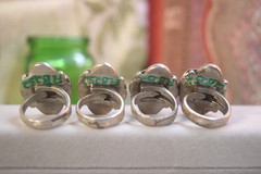 4 Vintage Sterling Turquoise Old Pawn Matching Rings x 4 Lot