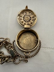 Vintage Flower Basket Charm Bracelet Gold Tone Rhinestones Victorian Revival