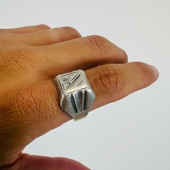 USSR Vintage Men’s Silver 916 Signet Ring with Star Hallmark Size 11.25
