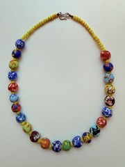 Multicolored Czech Glass Bead Necklace 10 mm Round Beads (3334)