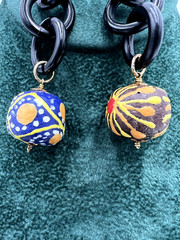 (Only Set) VTG 5″Lx0.8″W Amlé Lucite Hand-painted Dangle Push-on Earrings Italy