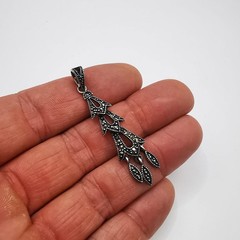 Vintage Elegant Pendant made of 925 Drop Silver,handmade Marcasite 4.61g