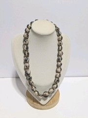 Vintage Multicolored Wood Bead Necklace With Gold Tone Spacers 16″ BOHO