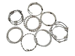 Variety of Genuine Pearl Coil Bracelets Some with Gemstones like Malachite