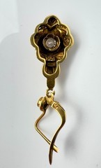 Pair of 18K Gold Earrings Past or White Stones Pierced Back