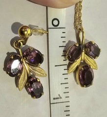 Vintage Van Dell 12K Gold Filled Amethyst Berry Necklace Earrings Set Purple…