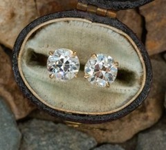 Made to order 2 carat total weight natural Old European Diamond Stud earrings