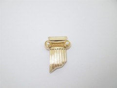 14K Gold Broken Column Pendant Masons Master Widow Pin Brooch Pearl Masonic P023