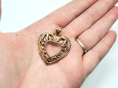 DAVID SIGAL 925 Silver Rose Gold Plated Open Swirl Love Heart Pendant PT4024