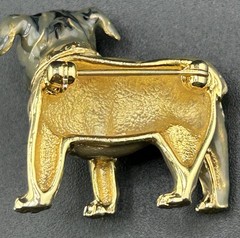 Vintage Erwin Pearl Bulldog Enamel Brooch