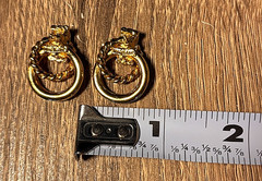 VINTAGE Thailand Gold Plated Twisted Rope DoorKnocker Earrings Pierced Post 1″