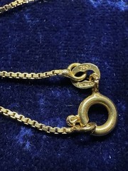 VIintage Solid 18k 750 Yellow Gold Box Chain 3.1g 16” Necklace Hallmarks Italy