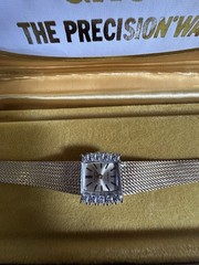 Vintage Gruen Precision 14K Gold Case 10 Diamonds Ladies Wristwatch