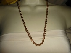 MONET SIGNED HEAVY GOLD TONE 11″ TWISTED ROPE CHAIN 1/4″ W NECKLACE #23/5A