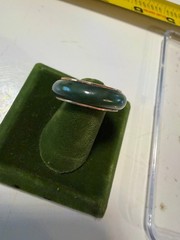 Vintage SOLID 14KT Gold Stamped Jade Size 8.5 Ring 4.66g New Old Stock!