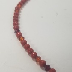 Vintage MCM Red Round & Faceted Bead Choker Necklace Mid Century 16 in Tiny