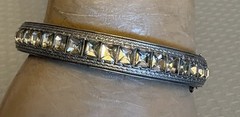 1920s Art Deco Rhinestone Hinged Bangle Signed ALLCO Square Cut Channel Set 7″