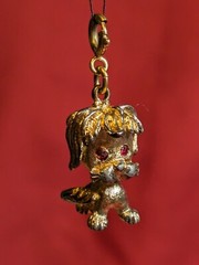 Vintage Gold Toned Lion Pendant Charm Red Rhinestones Eyes – No Chain Included