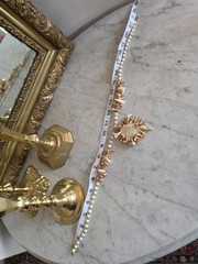 Miriam Haskell Signed Mother of Pearl & Coral Necklace