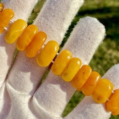Vintage Natural Baltic Amber Stretch Bracelet Butterscotch Egg Yolk Panels 7,5”